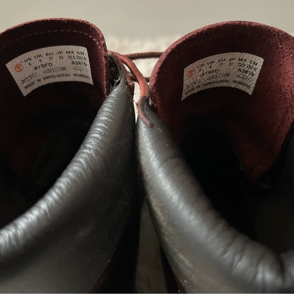 Timberland Burgundy Leather Hiking Boots Size 6 - Picture 10 of 10